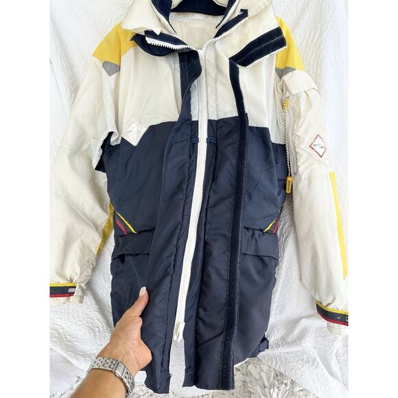 Vintage Mens Medium Sailing Boating Coat 80s Blue White HEAVY Lined England - Picture 6 of 15